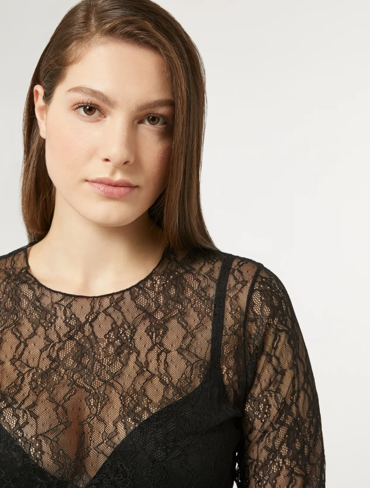 Tops & T-Shirts | Tops & T-Shirts | Marina Rinaldi Stretch lace T-shirt BLACK