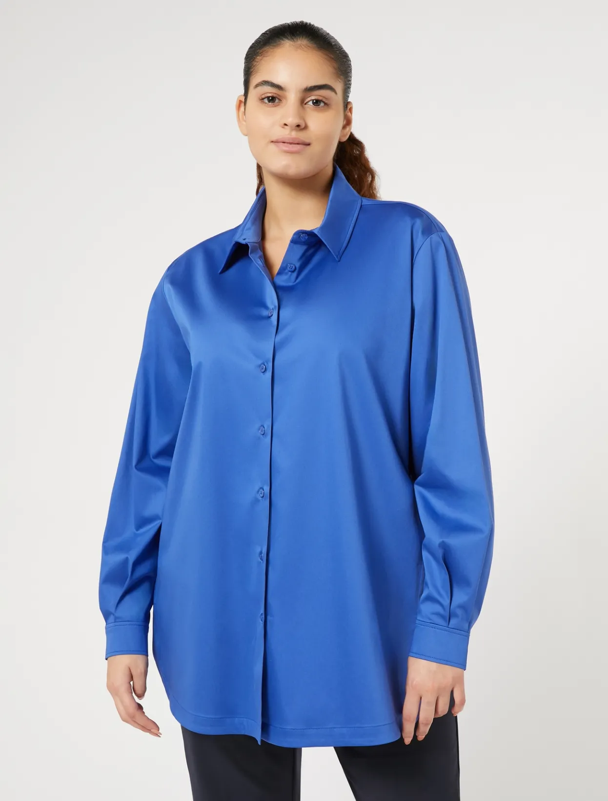 Blouses & Shirts | Blouses & Shirts | Marina Rinaldi Stretch satin shirt CHINABLUE