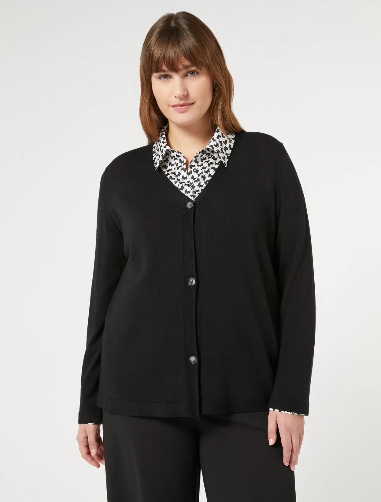 Knitwear | Knitwear | Marina Rinaldi Stretch viscose cardigan BLACK