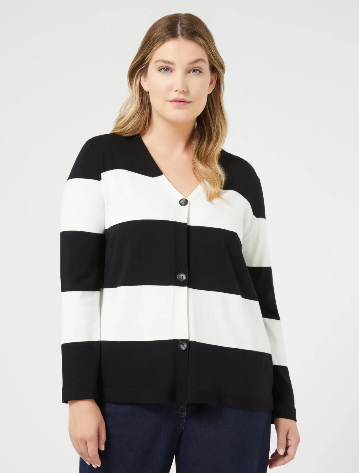 Knitwear | Knitwear | Marina Rinaldi Stretch viscose cardigan BLACK