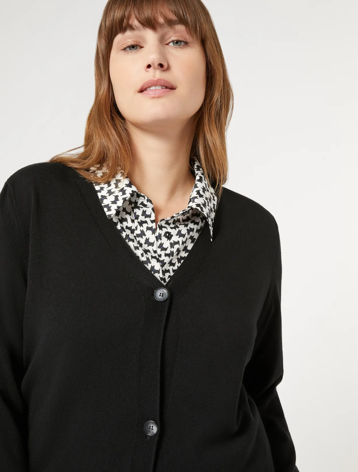 Knitwear | Knitwear | Marina Rinaldi Stretch viscose cardigan BLACK