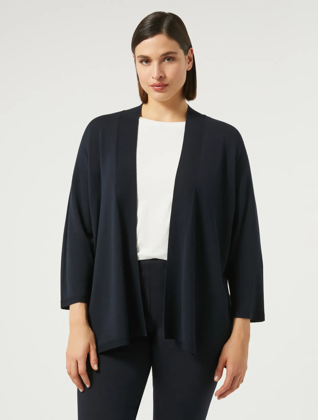 Knitwear | Knitwear | Marina Rinaldi Stretch viscose crepe cardigan ULTRAMARINE