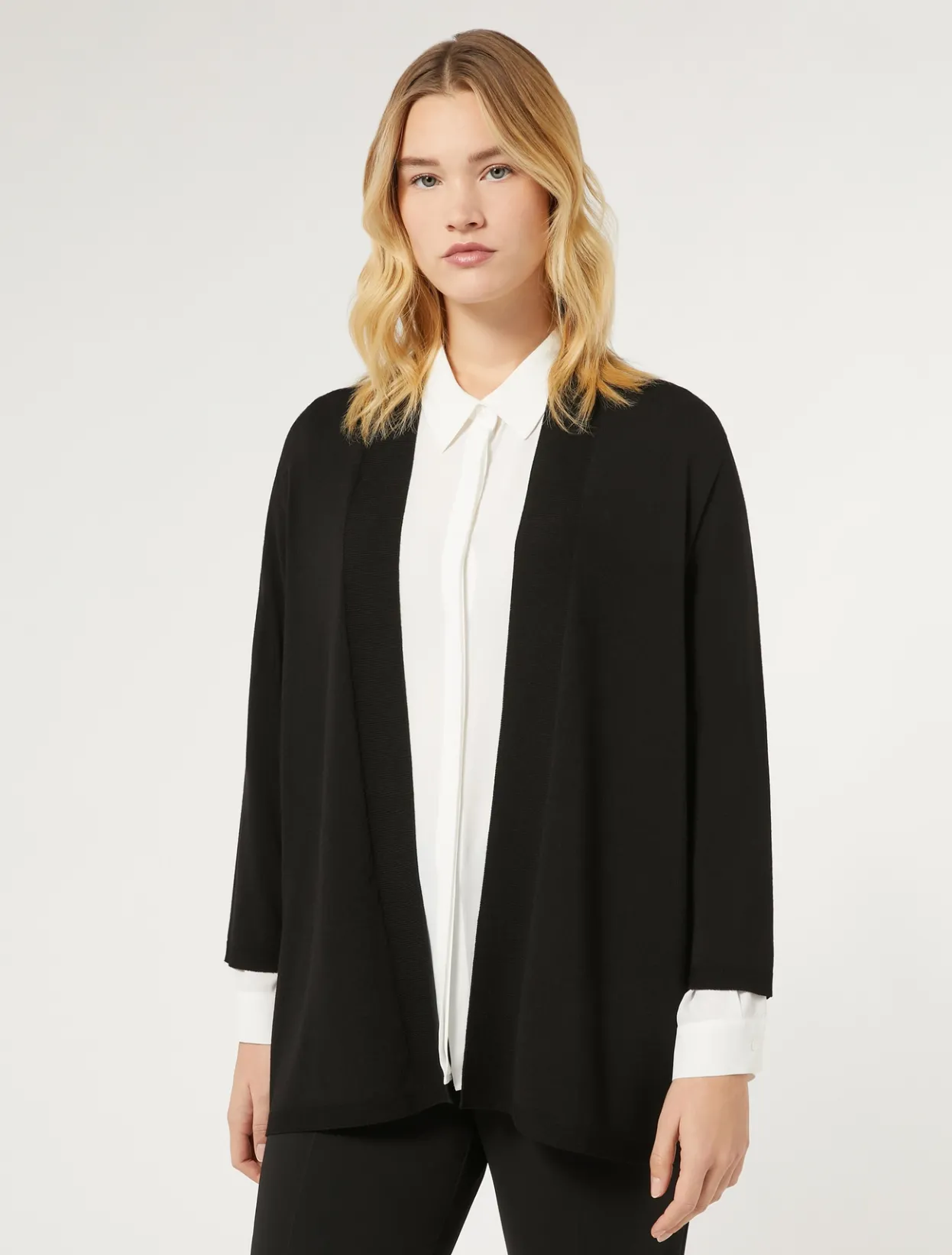 Knitwear | Knitwear | Marina Rinaldi Stretch viscose crepe cardigan BLACK