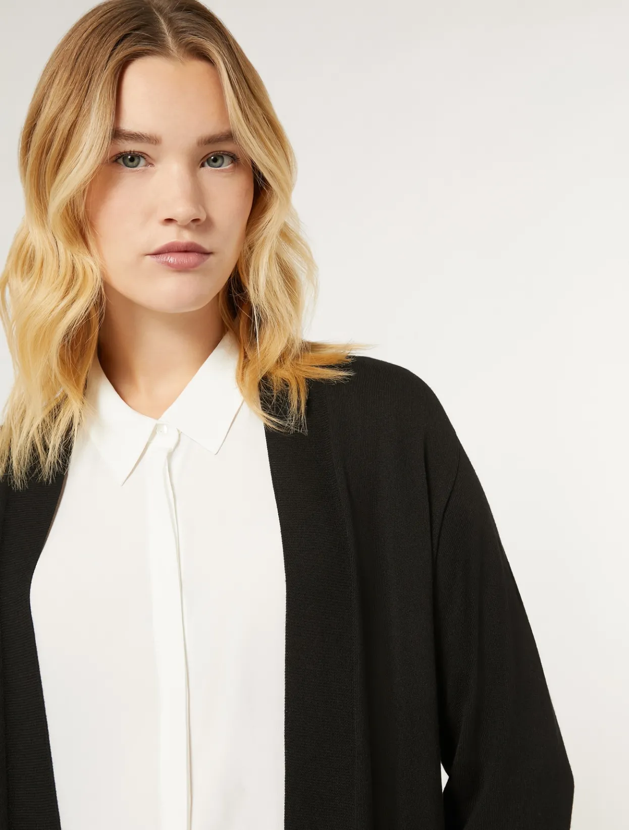 Knitwear | Knitwear | Marina Rinaldi Stretch viscose crepe cardigan BLACK