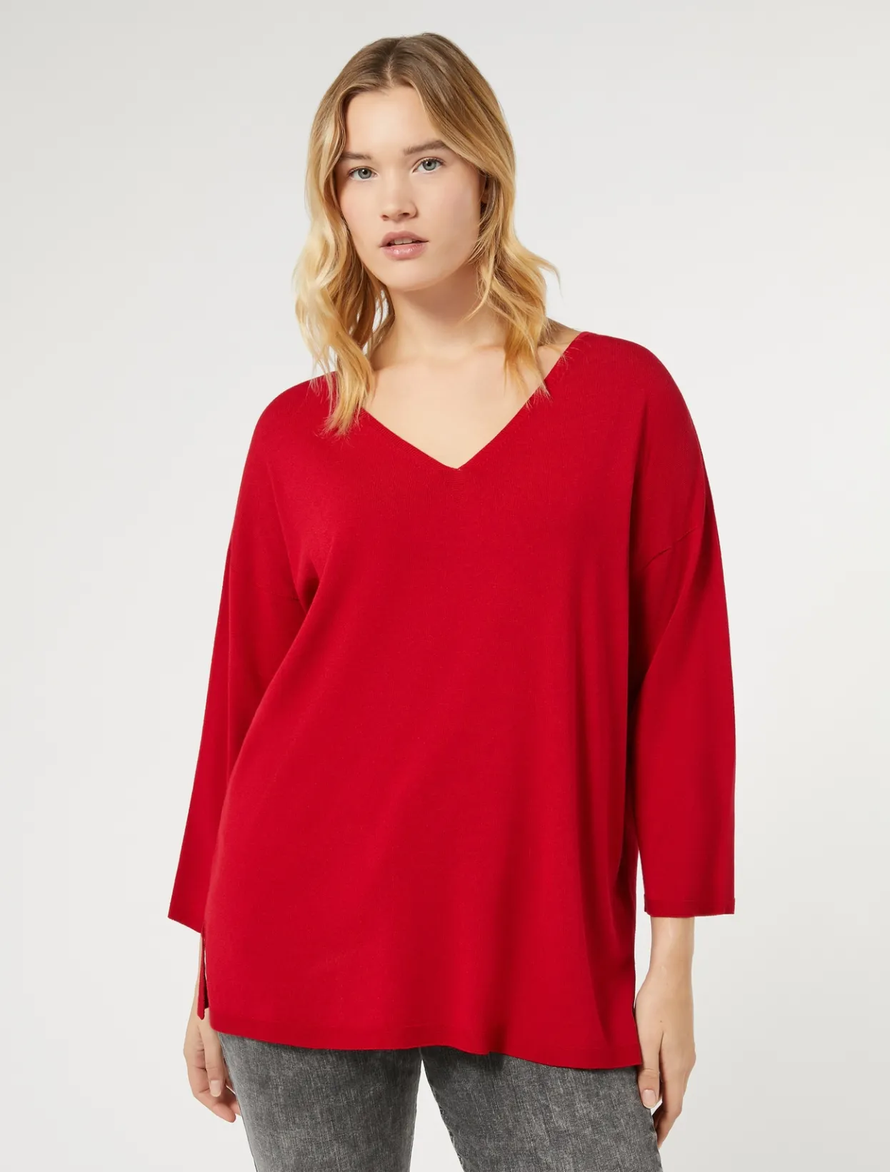 Knitwear | Knitwear | Marina Rinaldi Stretch viscose crepe sweater RED