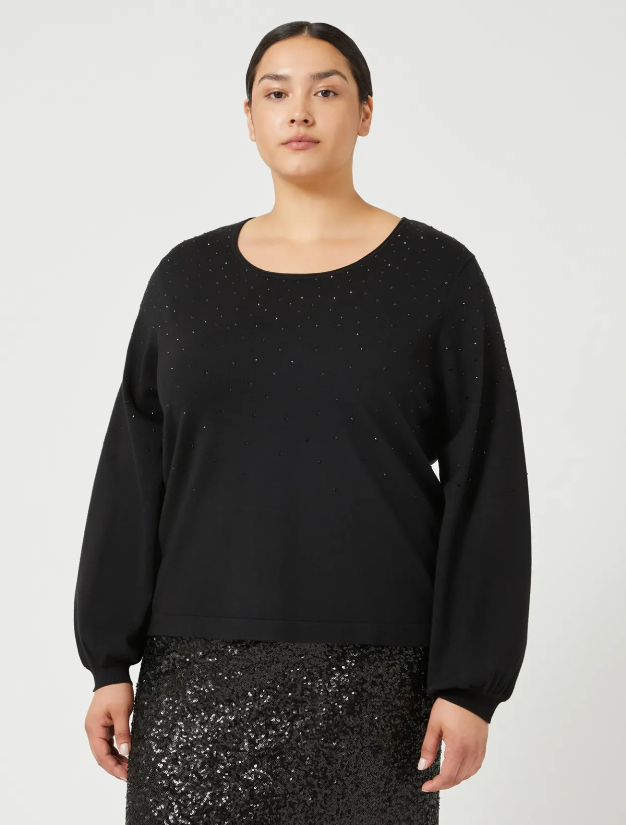 Knitwear | Knitwear | Marina Rinaldi Stretch viscose jumper BLACK