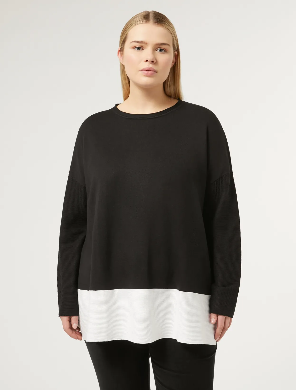 Knitwear | Knitwear | Marina Rinaldi Stretch viscose jumper BLACKWHITE