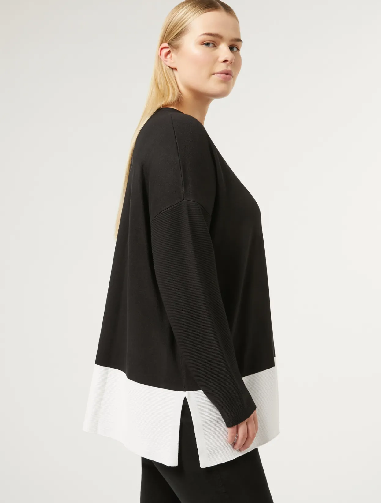 Knitwear | Knitwear | Marina Rinaldi Stretch viscose jumper BLACKWHITE