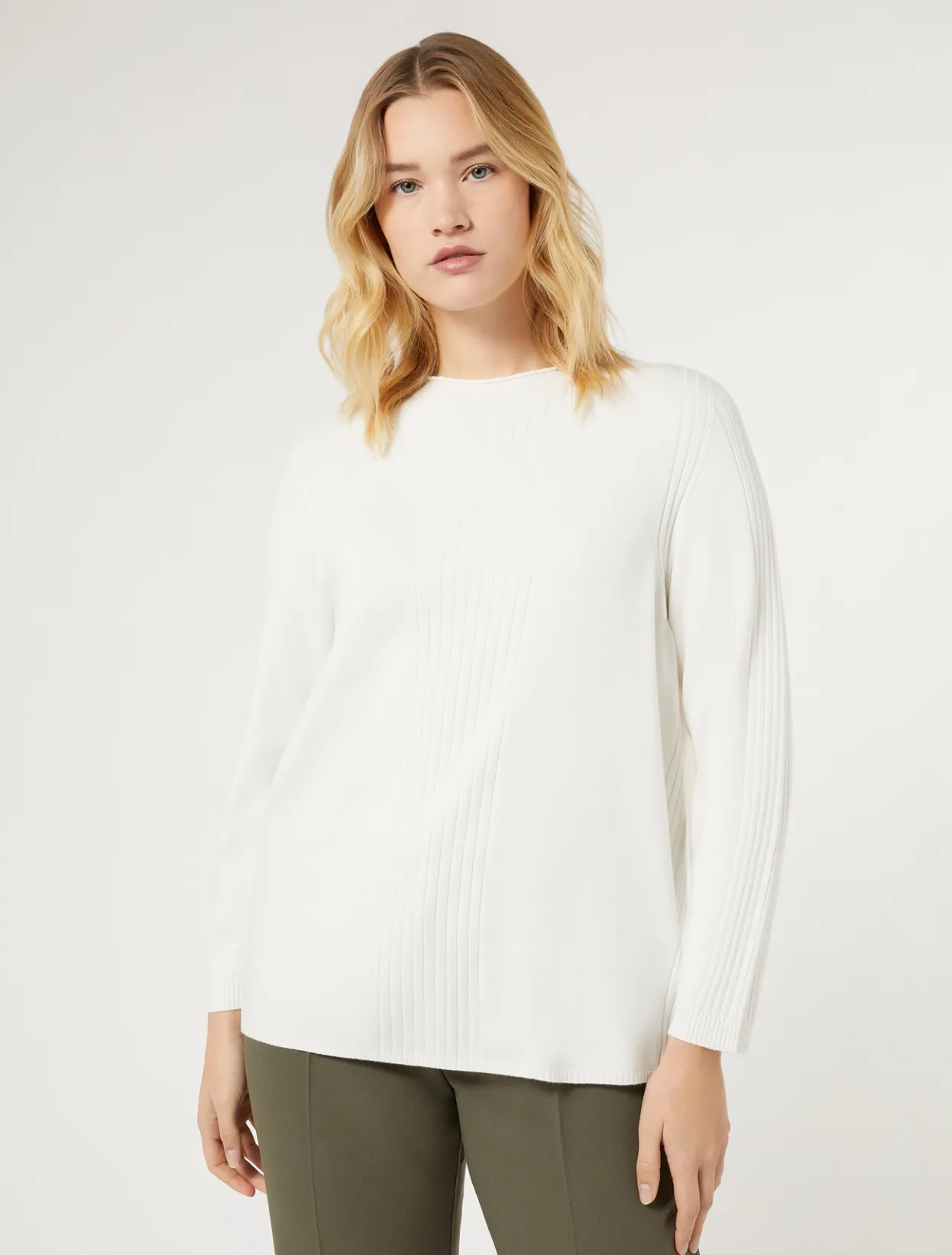 Knitwear | Knitwear | Marina Rinaldi Stretch viscose sweater WHITE