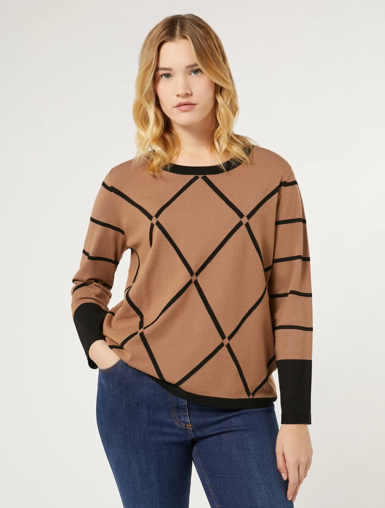 Knitwear | Knitwear | Marina Rinaldi Stretch viscose sweater BISCUIT