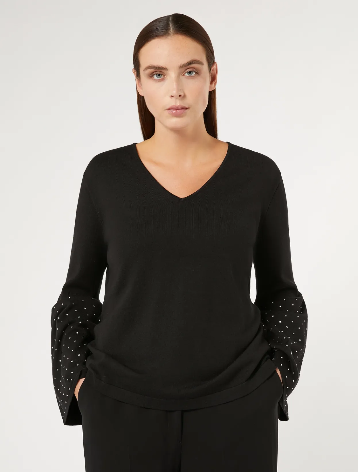 Knitwear | Knitwear | Marina Rinaldi Stretch viscose sweater BLACK