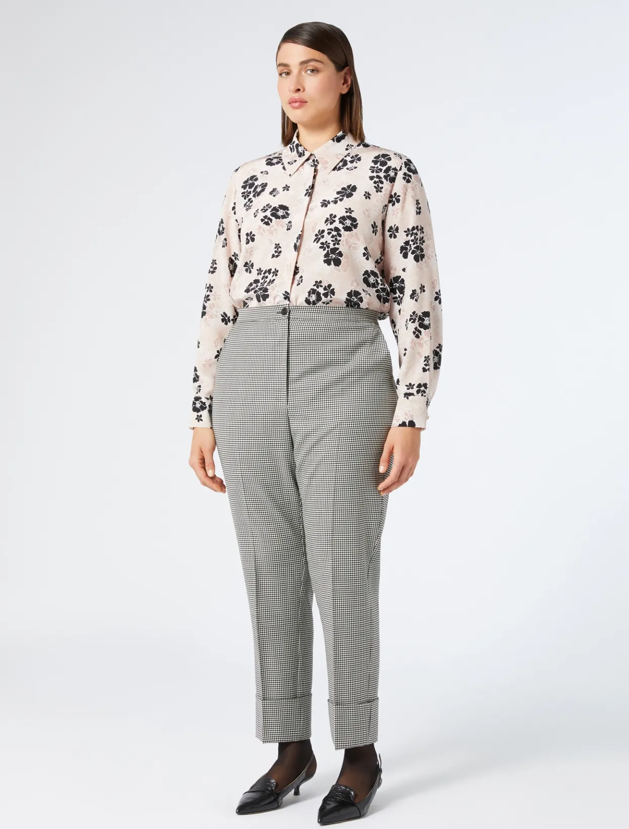 Trousers & Jeans | Trousers & Jeans | Marina Rinaldi Stretch wool twill trousers BLACKWHITE