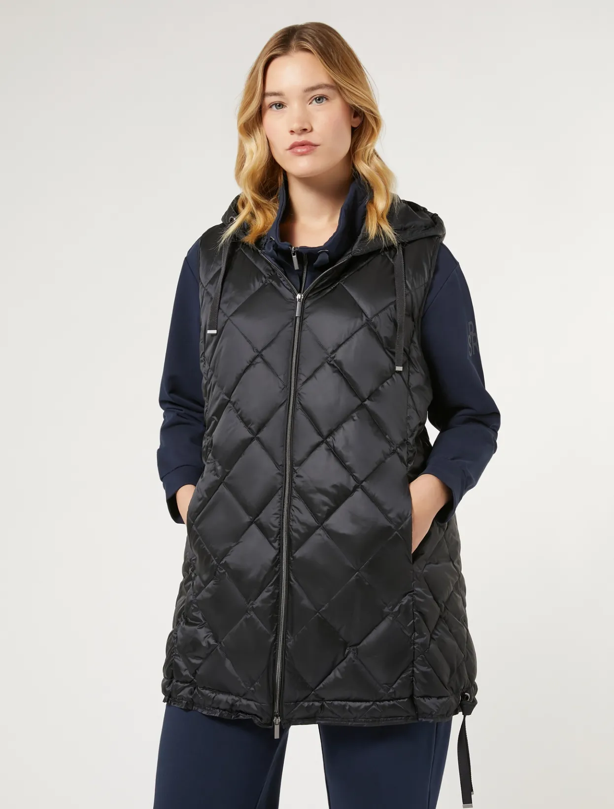 Down Jackets | Down Jackets | Marina Rinaldi Technical fabric gilet ULTRAMARINE