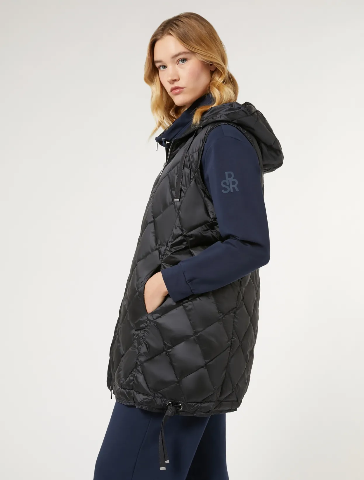 Down Jackets | Down Jackets | Marina Rinaldi Technical fabric gilet ULTRAMARINE