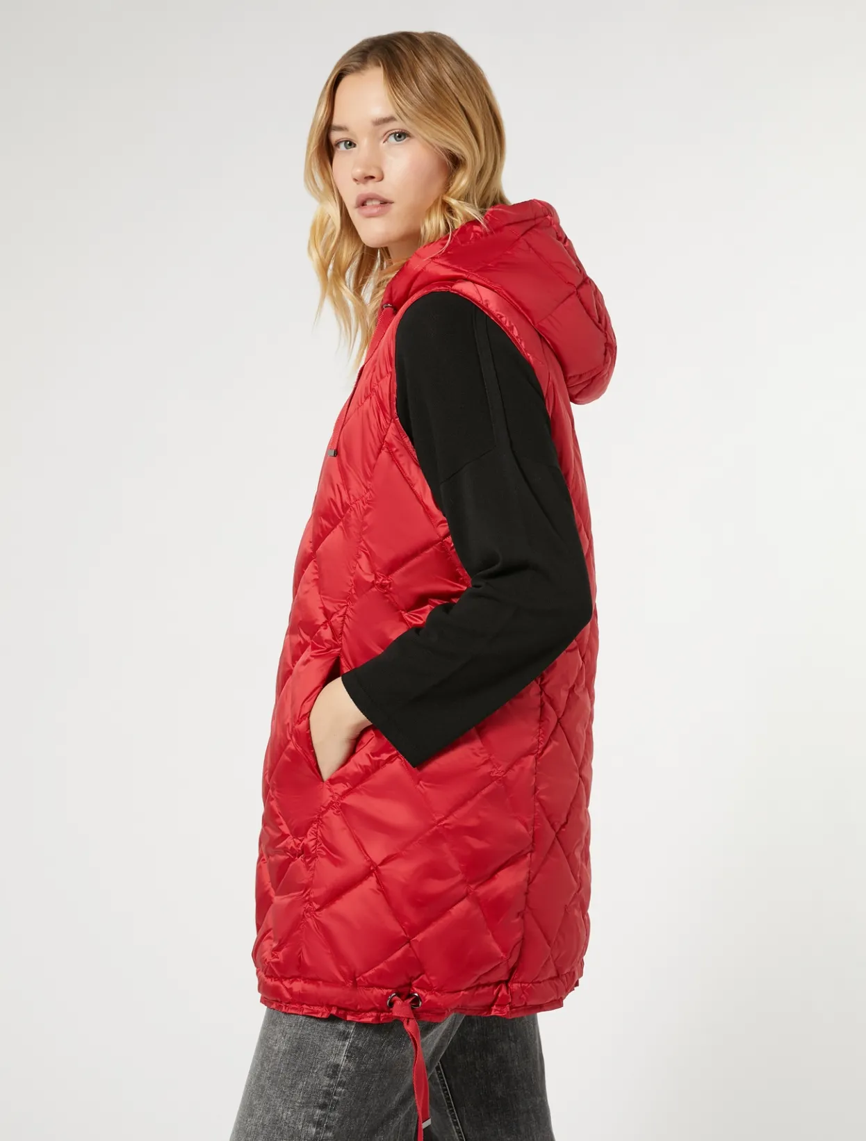 Down Jackets | Down Jackets | Marina Rinaldi Technical fabric gilet RED