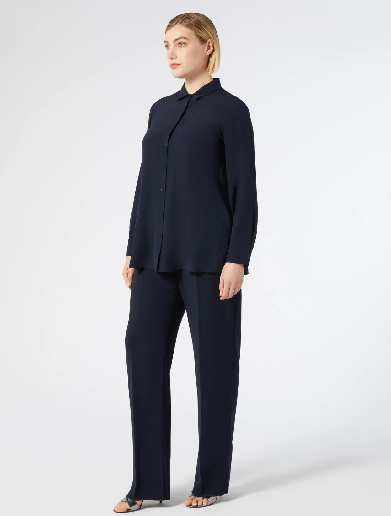 Trousers And Skirts | Trousers & Jeans | Marina Rinaldi Triacetate cigarette trousers MIDNIGHTBLUE