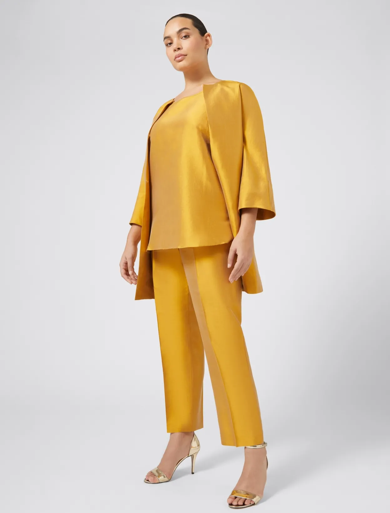 Trousers And Skirts | Trousers & Jeans | Marina Rinaldi Trousers in pure silk shantung GOLD