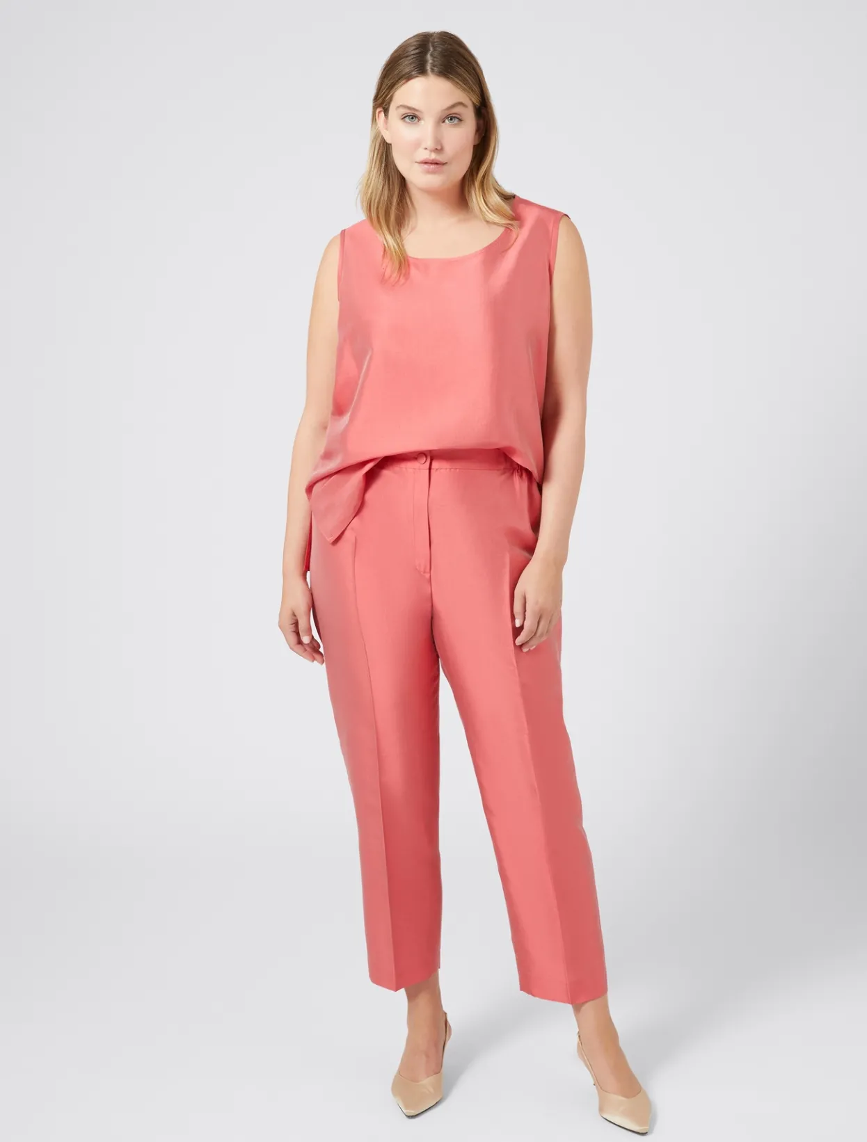 Trousers And Skirts | Trousers & Jeans | Marina Rinaldi Trousers in pure silk shantung RED