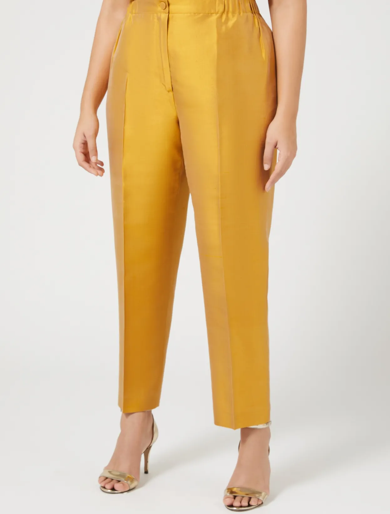 Trousers And Skirts | Trousers & Jeans | Marina Rinaldi Trousers in pure silk shantung GOLD