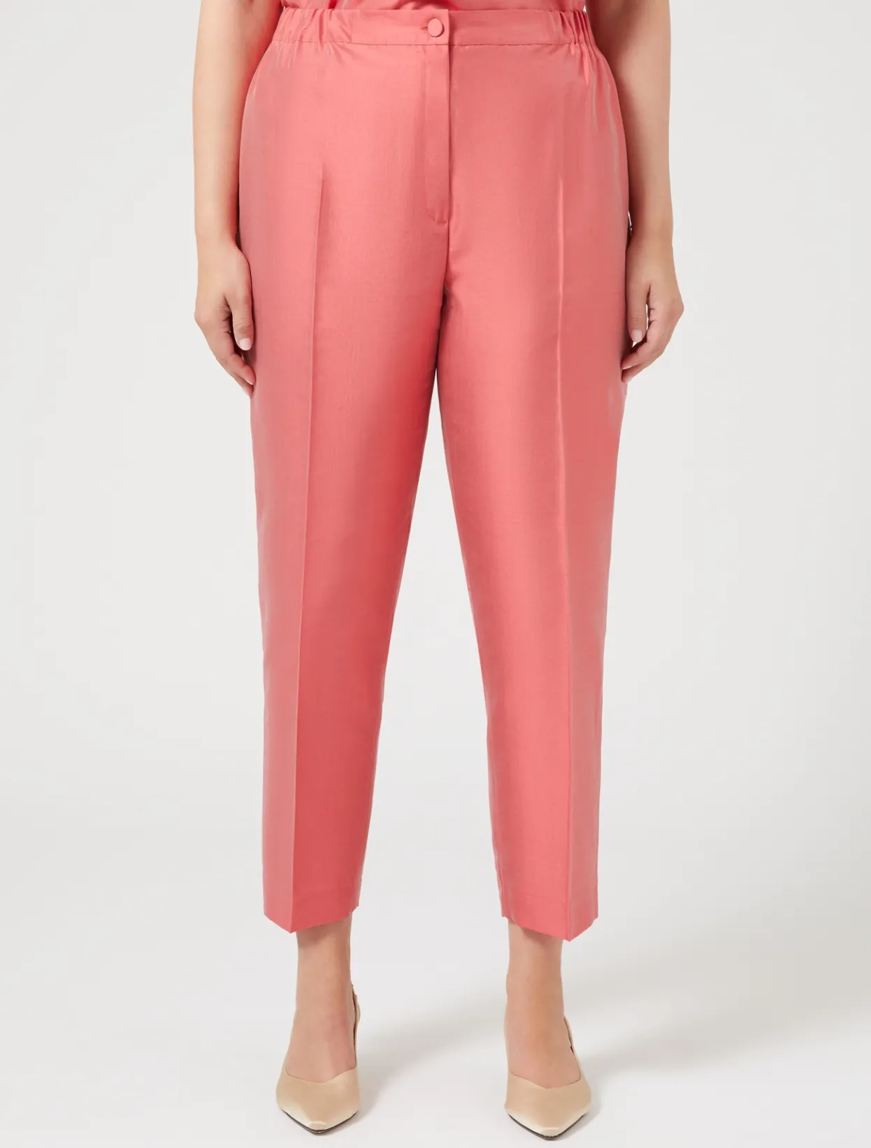 Trousers And Skirts | Trousers & Jeans | Marina Rinaldi Trousers in pure silk shantung RED