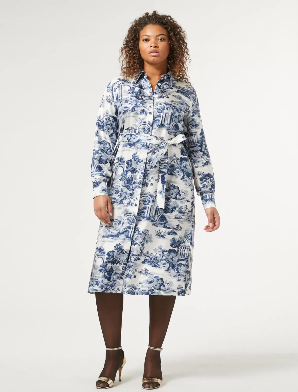 Dresses | Dresses | Marina Rinaldi Twill shirt dress WHITEBLUE