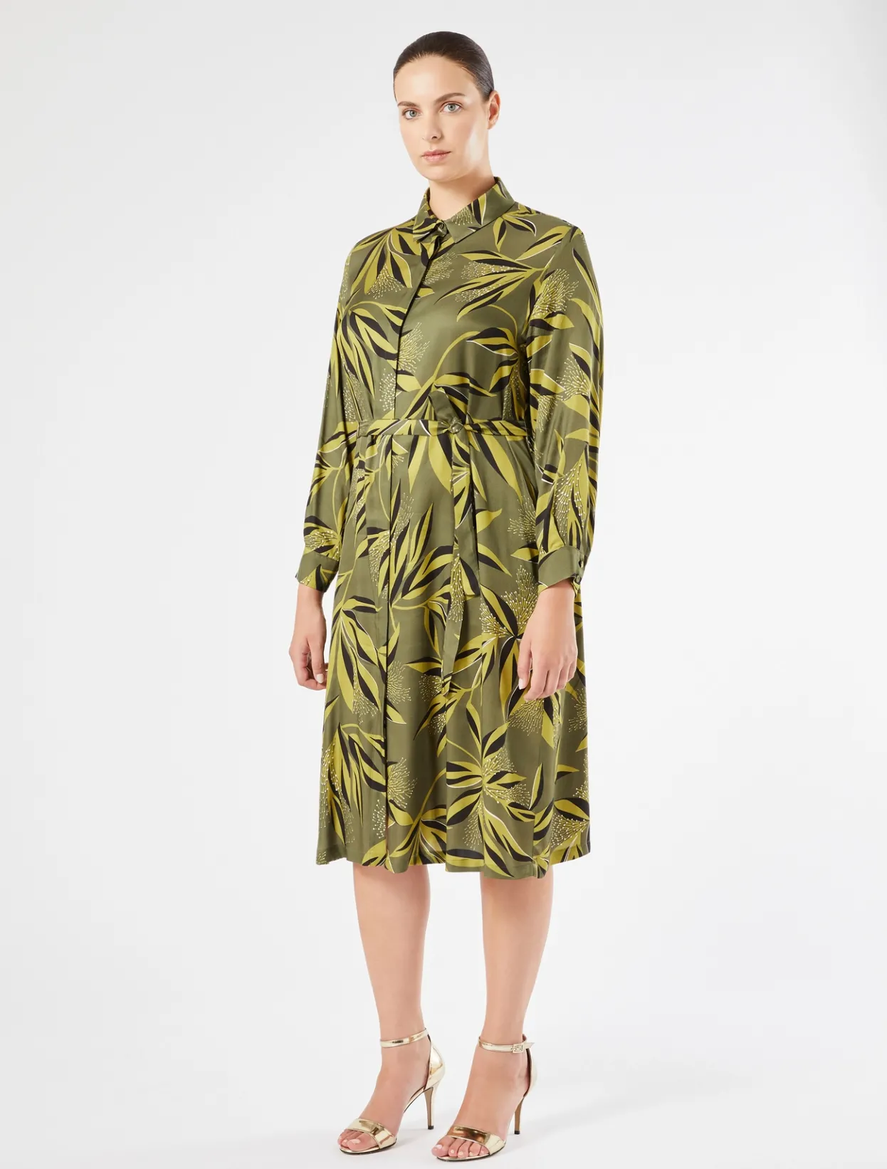 Dresses | Dresses | Marina Rinaldi Twill shirt dress MOSSGREEN