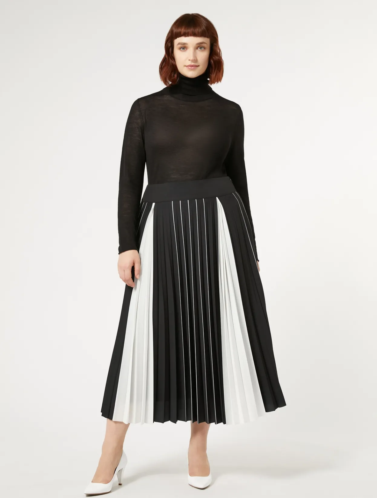 Skirts | Skirts | Marina Rinaldi Two-tone pleated skirt BLACKWHITE