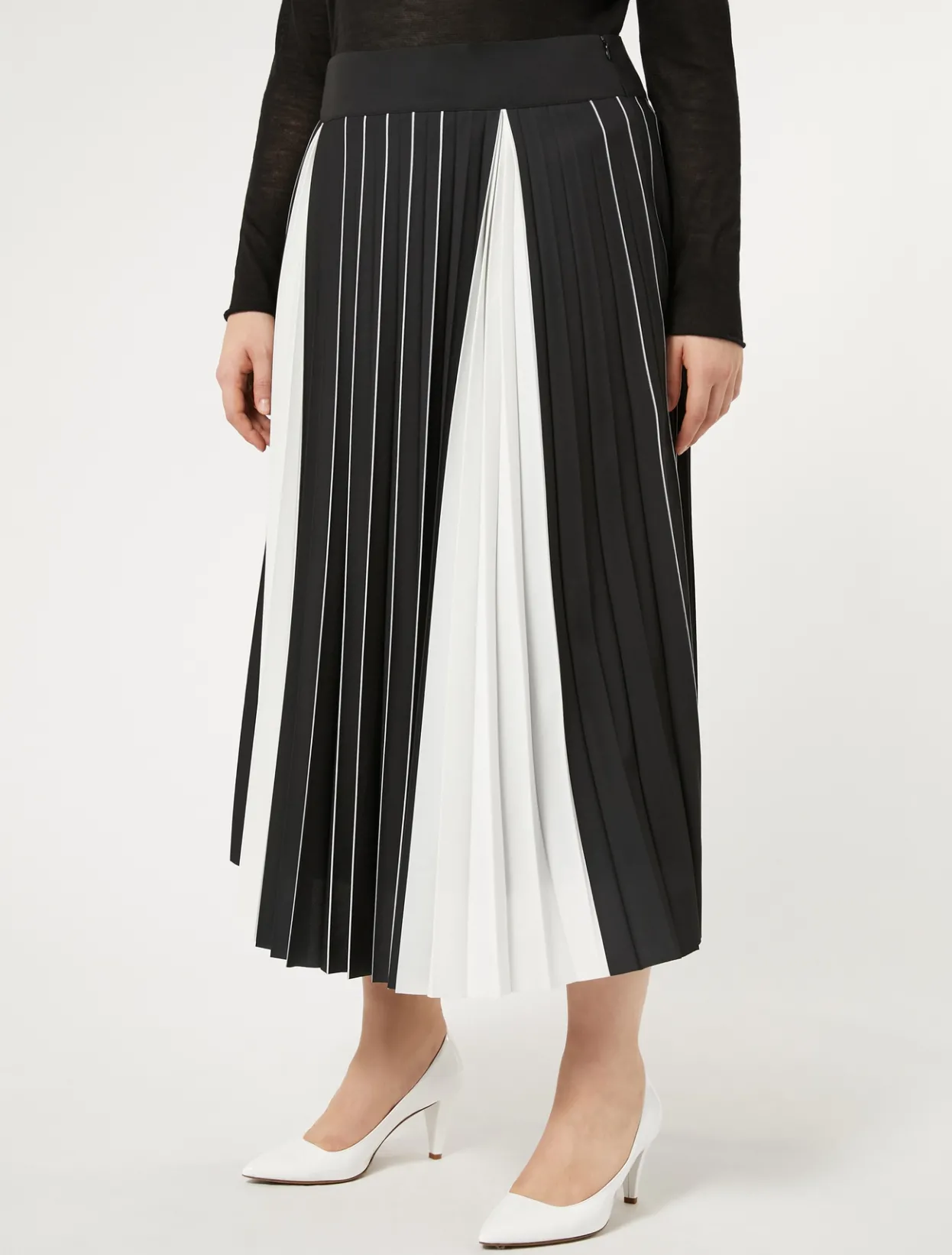 Skirts | Skirts | Marina Rinaldi Two-tone pleated skirt BLACKWHITE