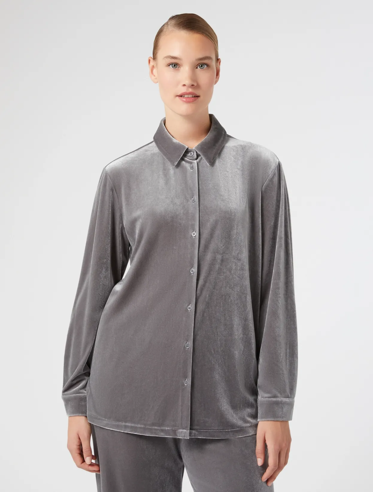 Tops & T-Shirts | Tops & T-Shirts | Marina Rinaldi Velvet jersey shirt DARKGREY