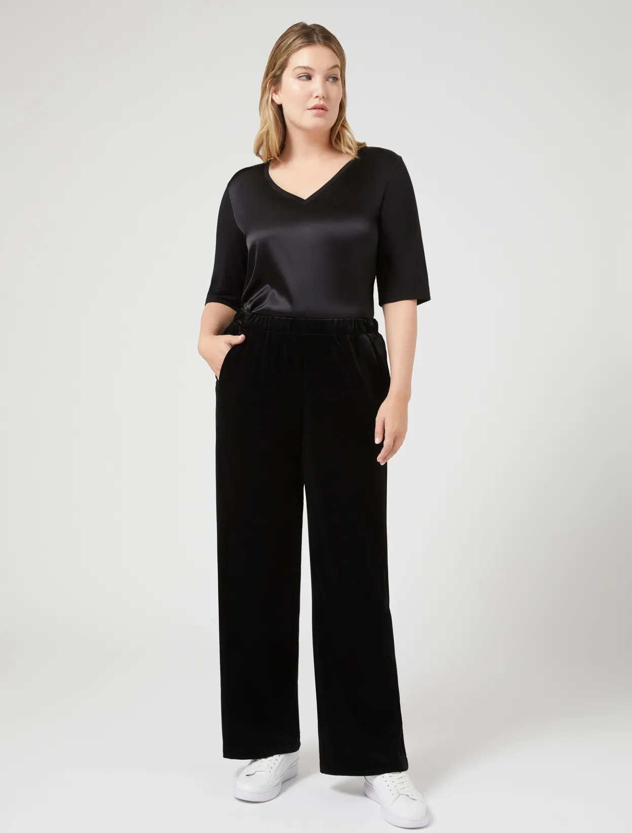 Trousers & Jeans | Trousers & Jeans | Marina Rinaldi Velvet jersey trousers BLACK