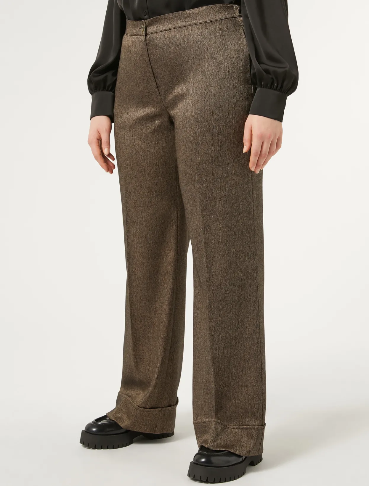 Trousers & Jeans | Trousers & Jeans | Marina Rinaldi Viscose and yarn-dyed fabric trousers DARKBOWN