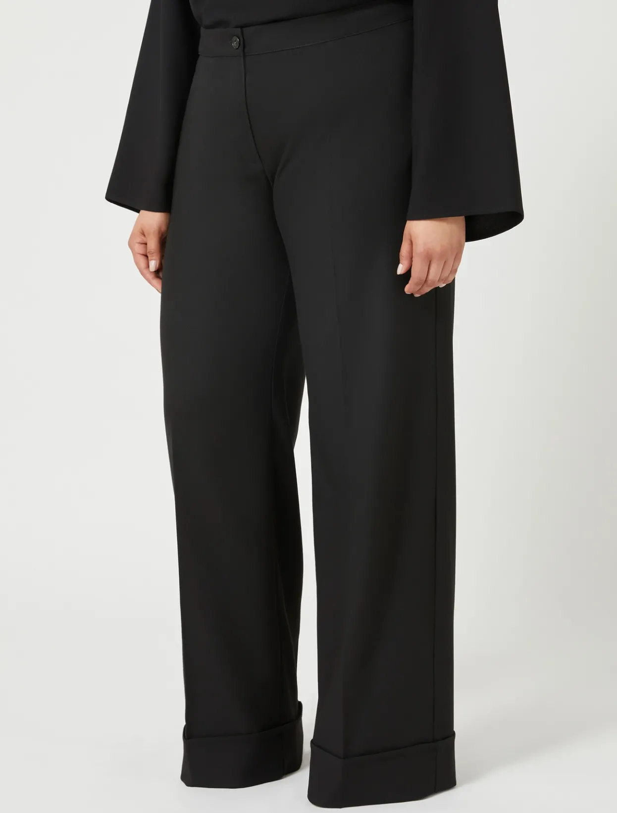 Trousers & Jeans | Trousers & Jeans | Marina Rinaldi Viscose and yarn-dyed fabric trousers BLACK