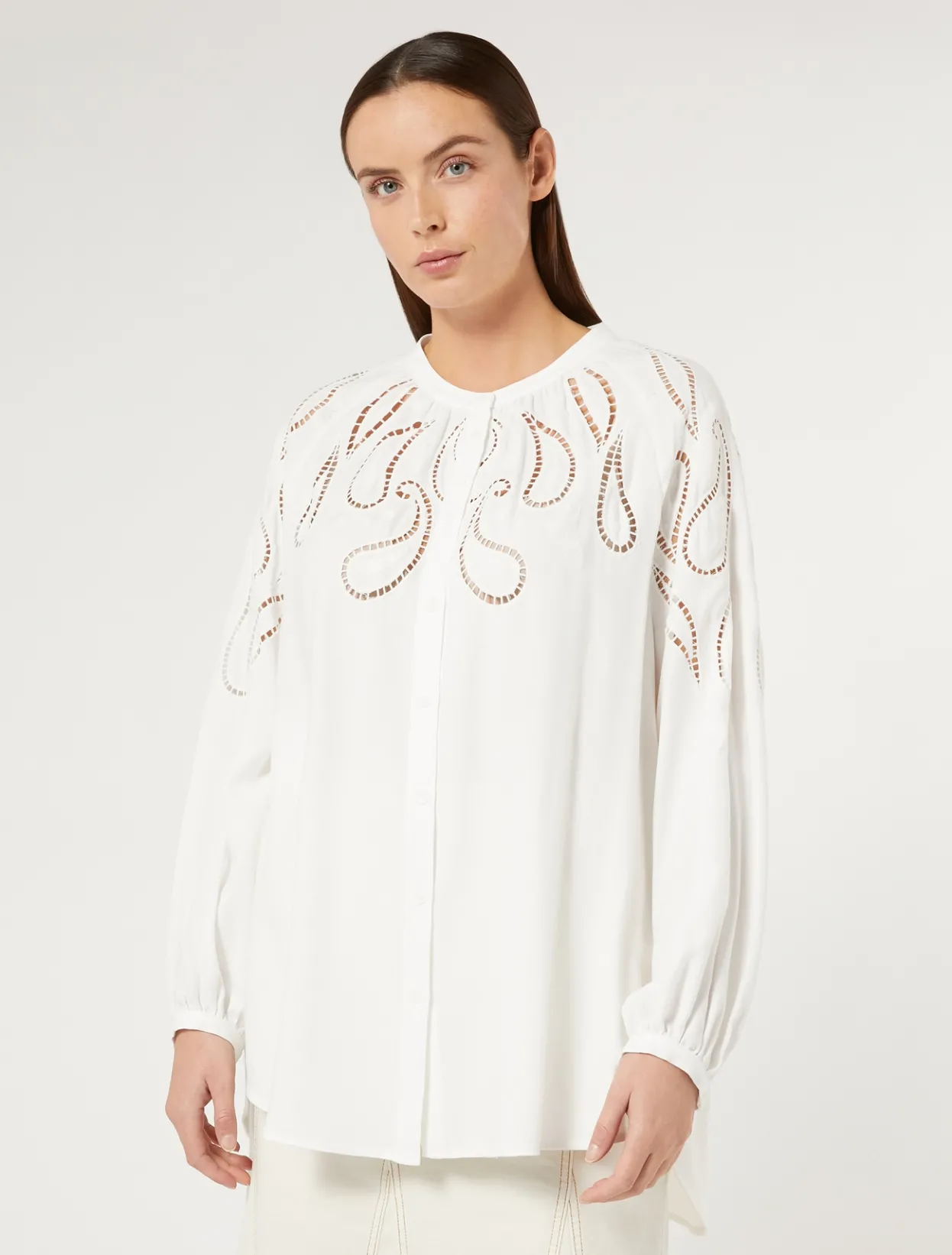 Blouses & Shirts | Blouses & Shirts | Marina Rinaldi Viscose blouse with embroidery WHITE