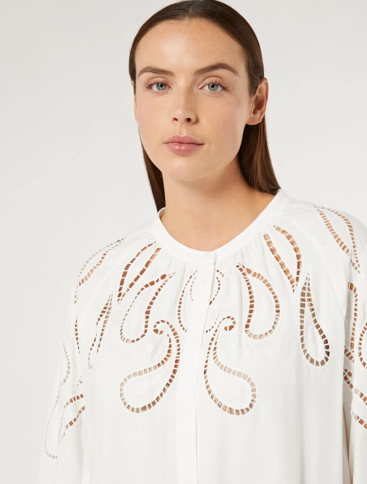 Blouses & Shirts | Blouses & Shirts | Marina Rinaldi Viscose blouse with embroidery WHITE