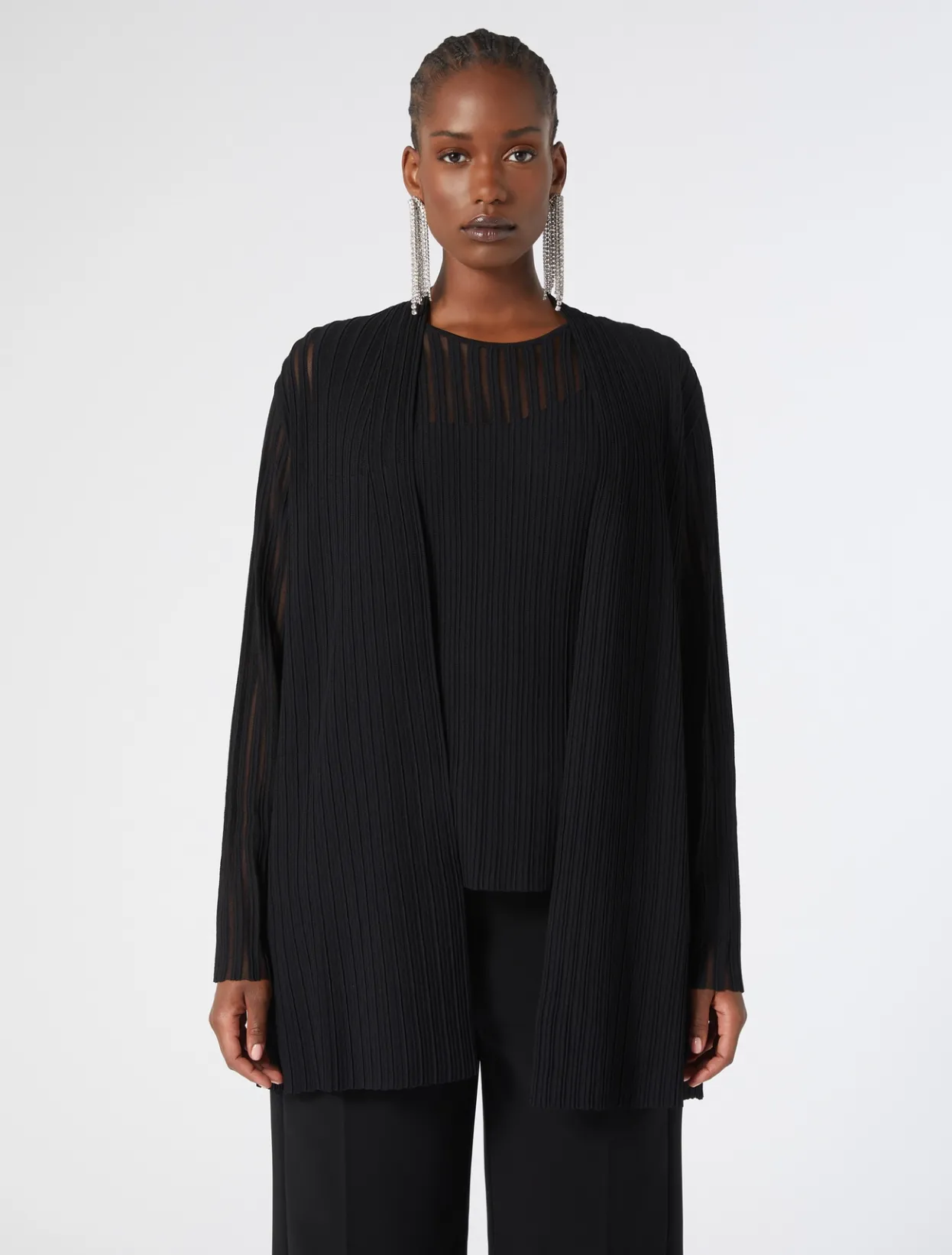 Blouses | Knitwear | Marina Rinaldi Viscose cardigan and top BLACK