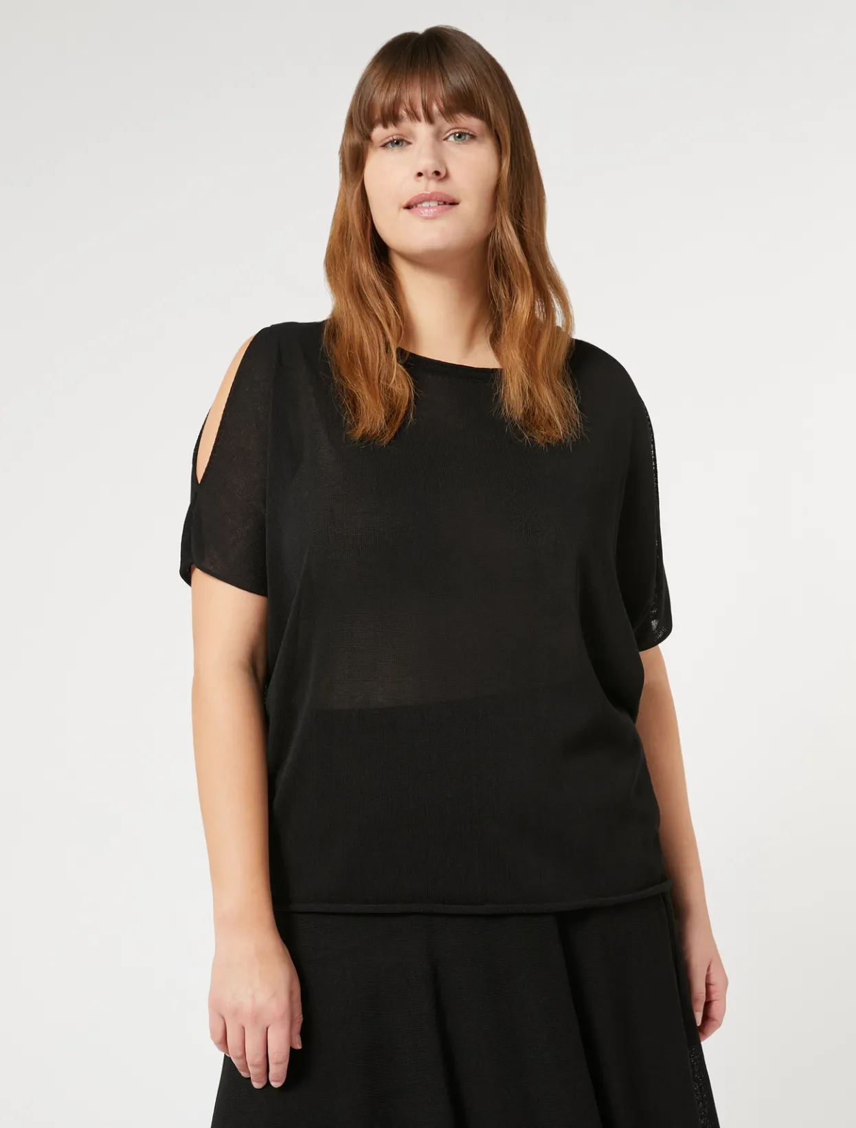 Knitwear | Knitwear | Marina Rinaldi Viscose crepe sweater BLACK