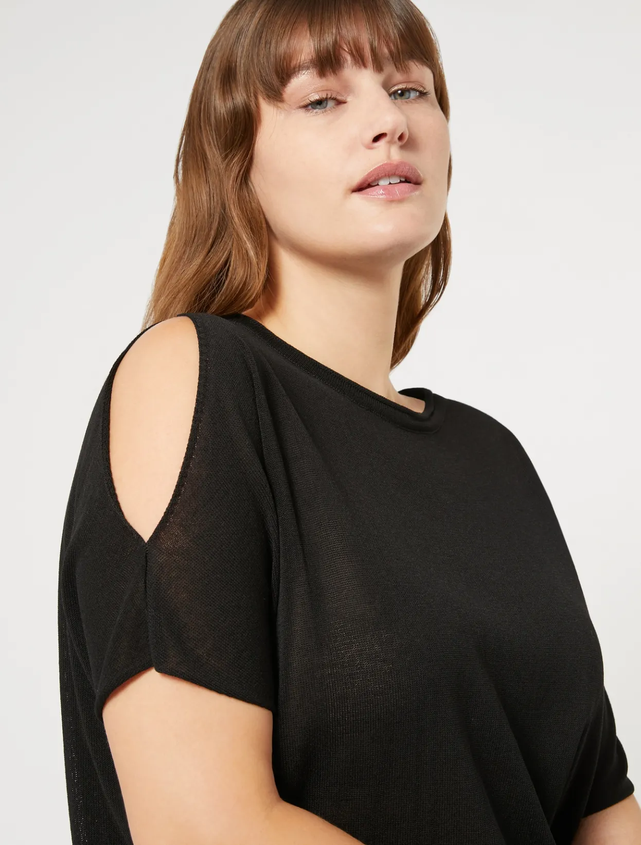 Knitwear | Knitwear | Marina Rinaldi Viscose crepe sweater BLACK