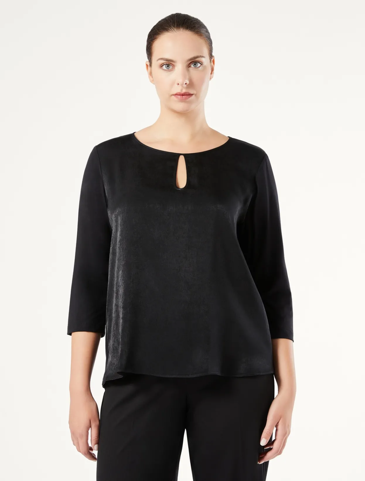 Tops & T-Shirts | Tops & T-Shirts | Marina Rinaldi Viscose jersey and satin T-shirt BLACK