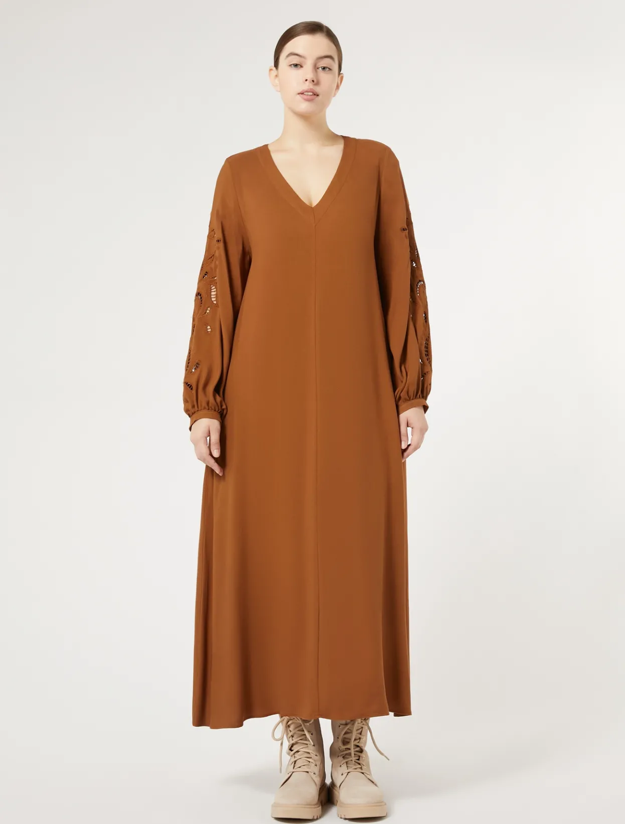 Dresses | Dresses | Marina Rinaldi Viscose twill dress BRONZE