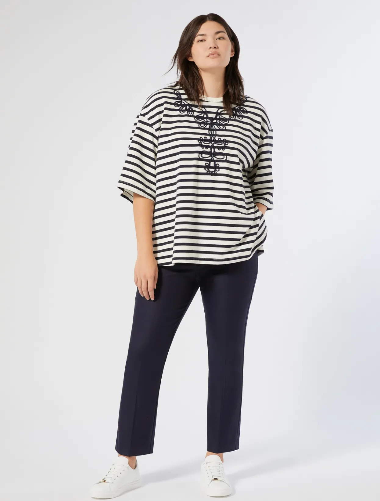 Trousers & Jeans | Trousers & Jeans | Marina Rinaldi Viscose twill trousers NAVY