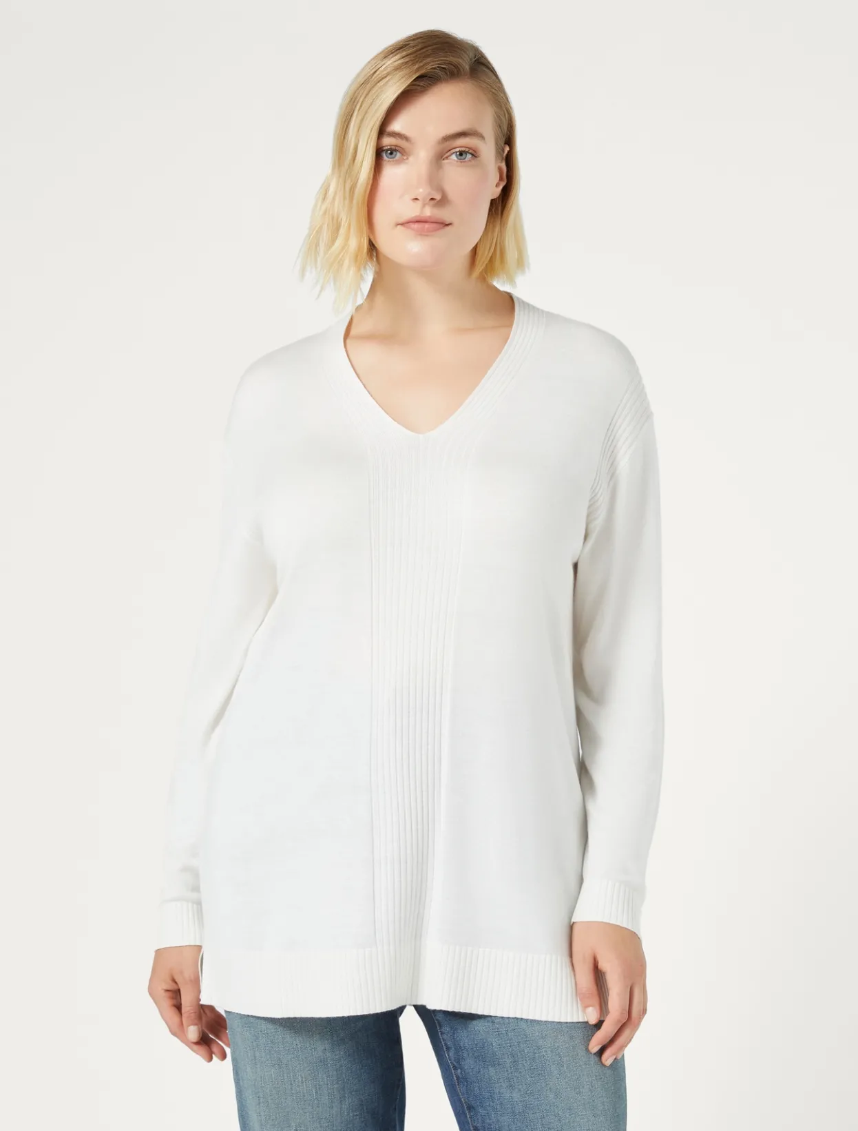 Knitwear | Knitwear | Marina Rinaldi Viscose yarn sweater WHITE