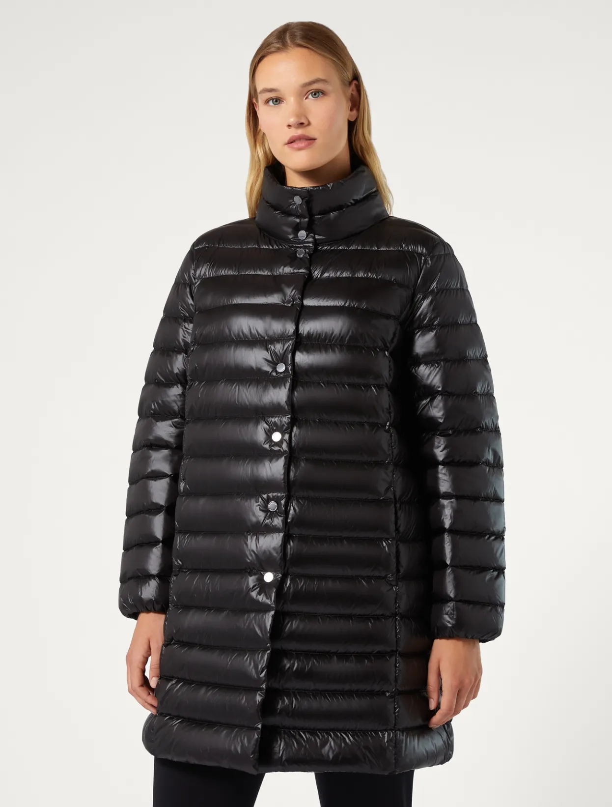 Down Jackets | Down Jackets | Marina Rinaldi Water-repellent canvas down jacket BLACK