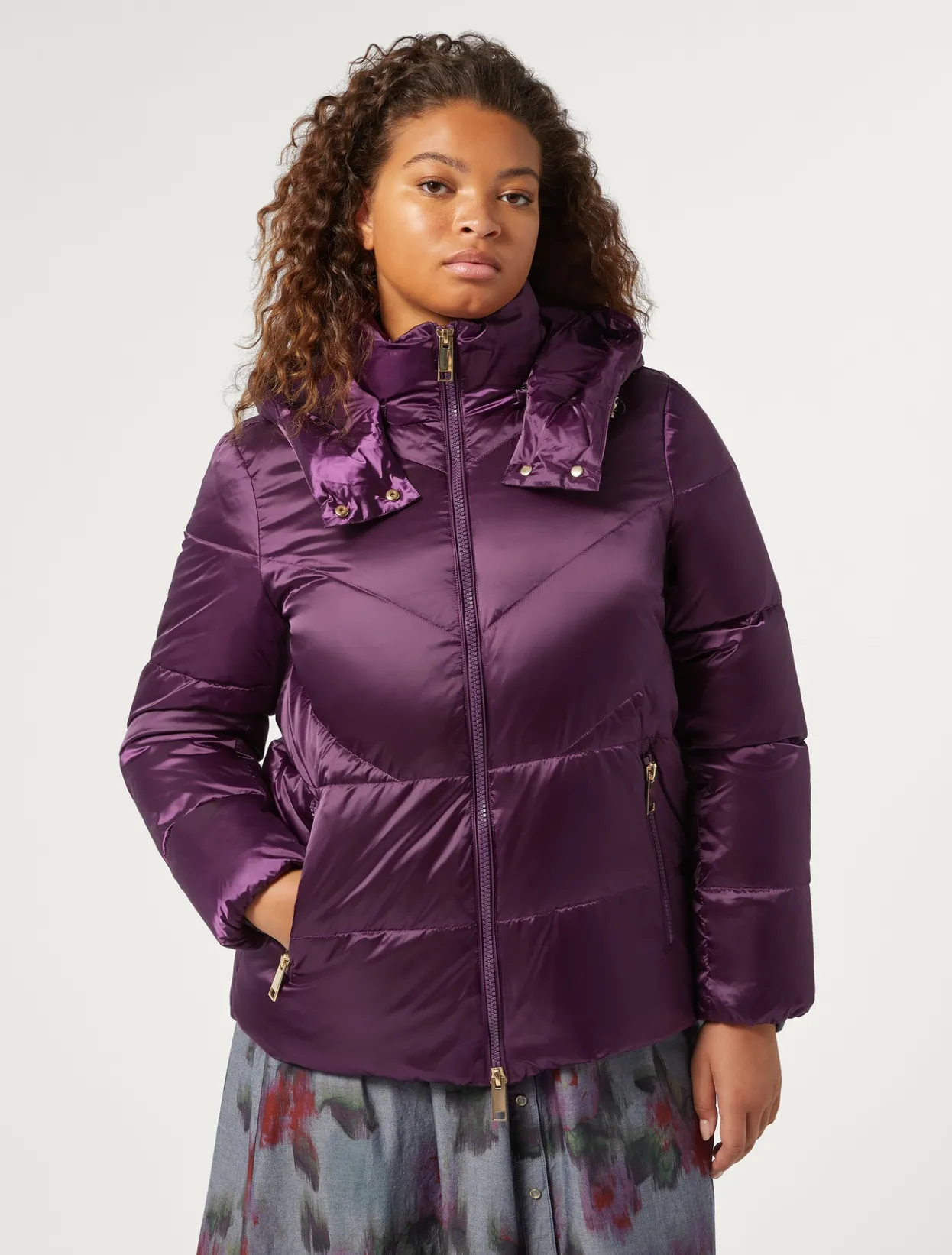 Down Jackets | Down Jackets | Marina Rinaldi water-repellent down jacket PLUM