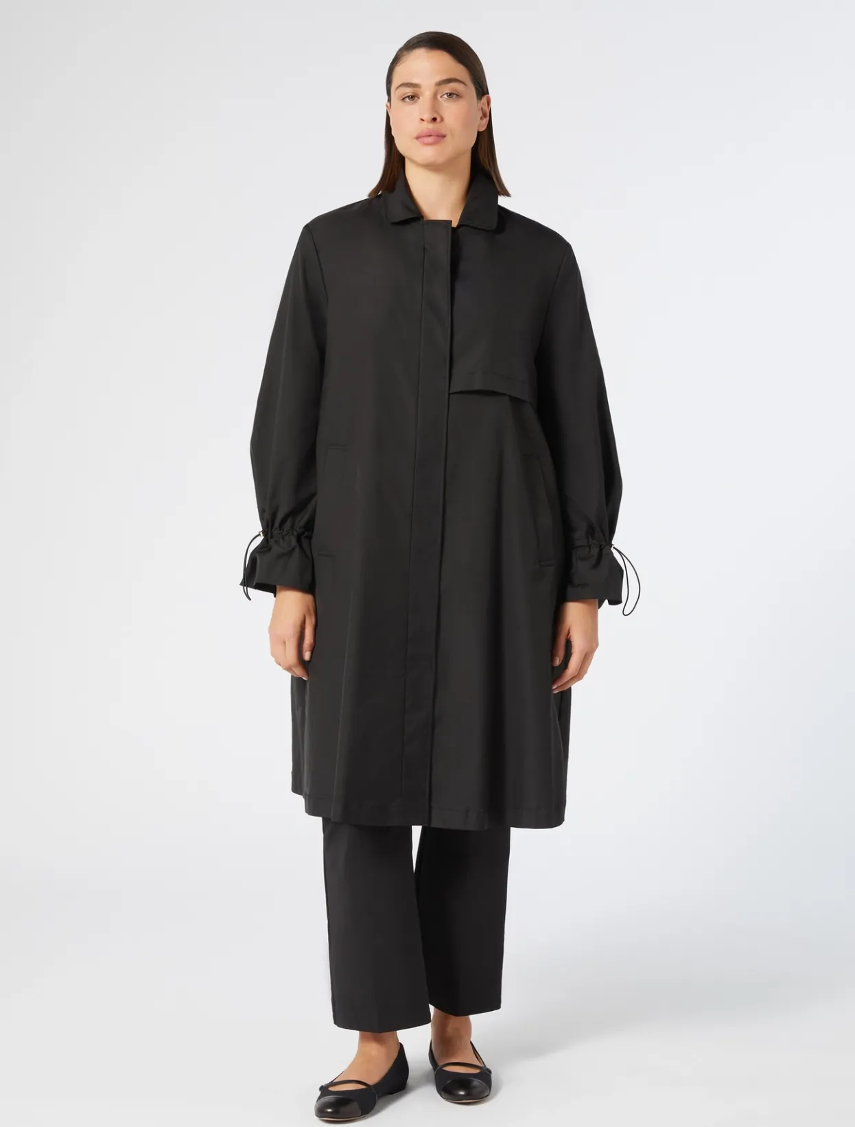 Coats | Coats | Marina Rinaldi Water-repellent micro twill raincoat BLACK