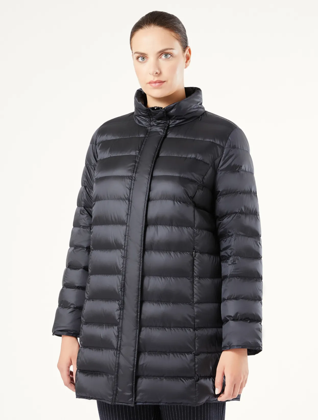 Down Jackets | Down Jackets | Marina Rinaldi Water-repellent nylon canvas down jacket ULTRAMARINE