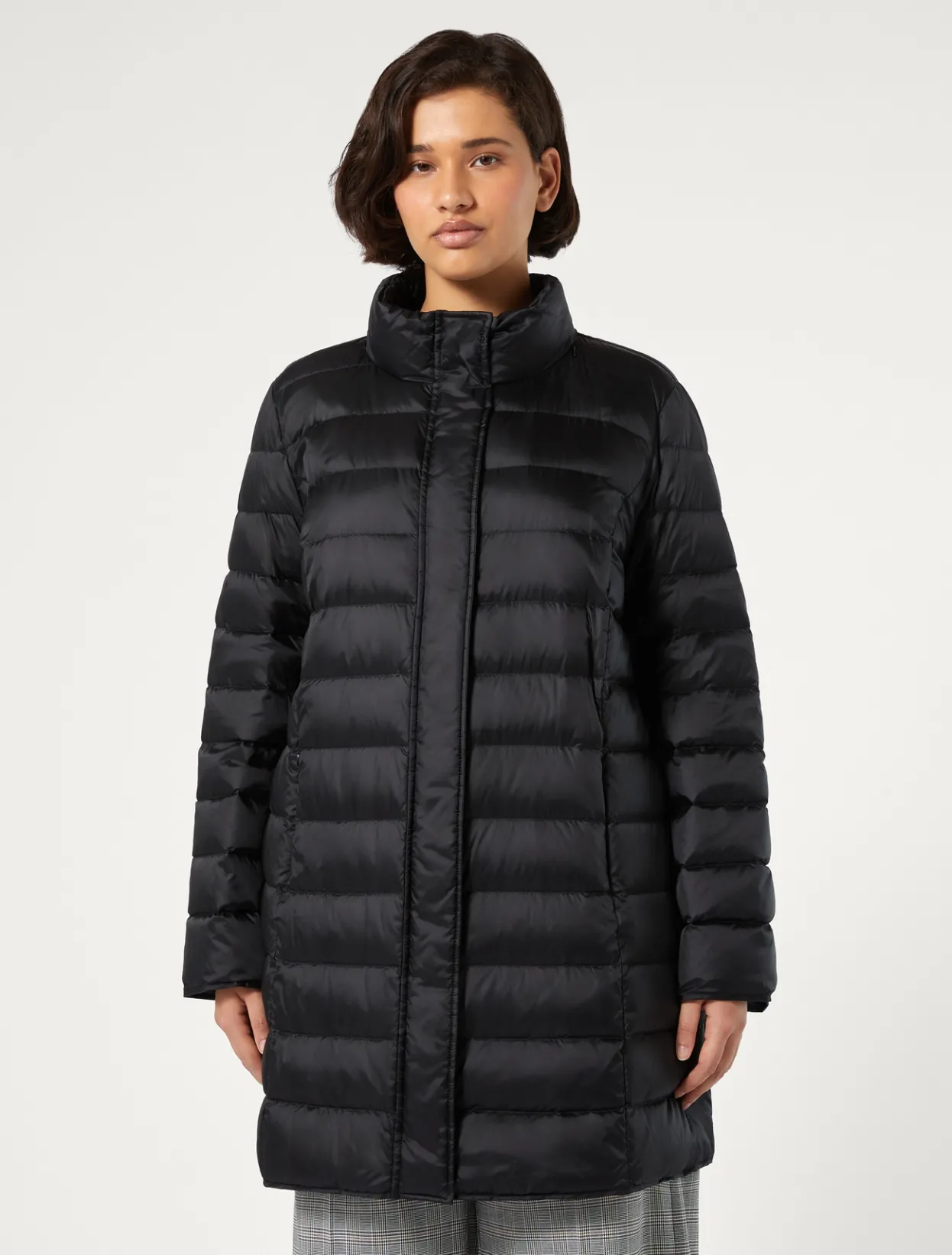 Down Jackets | Down Jackets | Marina Rinaldi Water-repellent nylon canvas down jacket BLACK