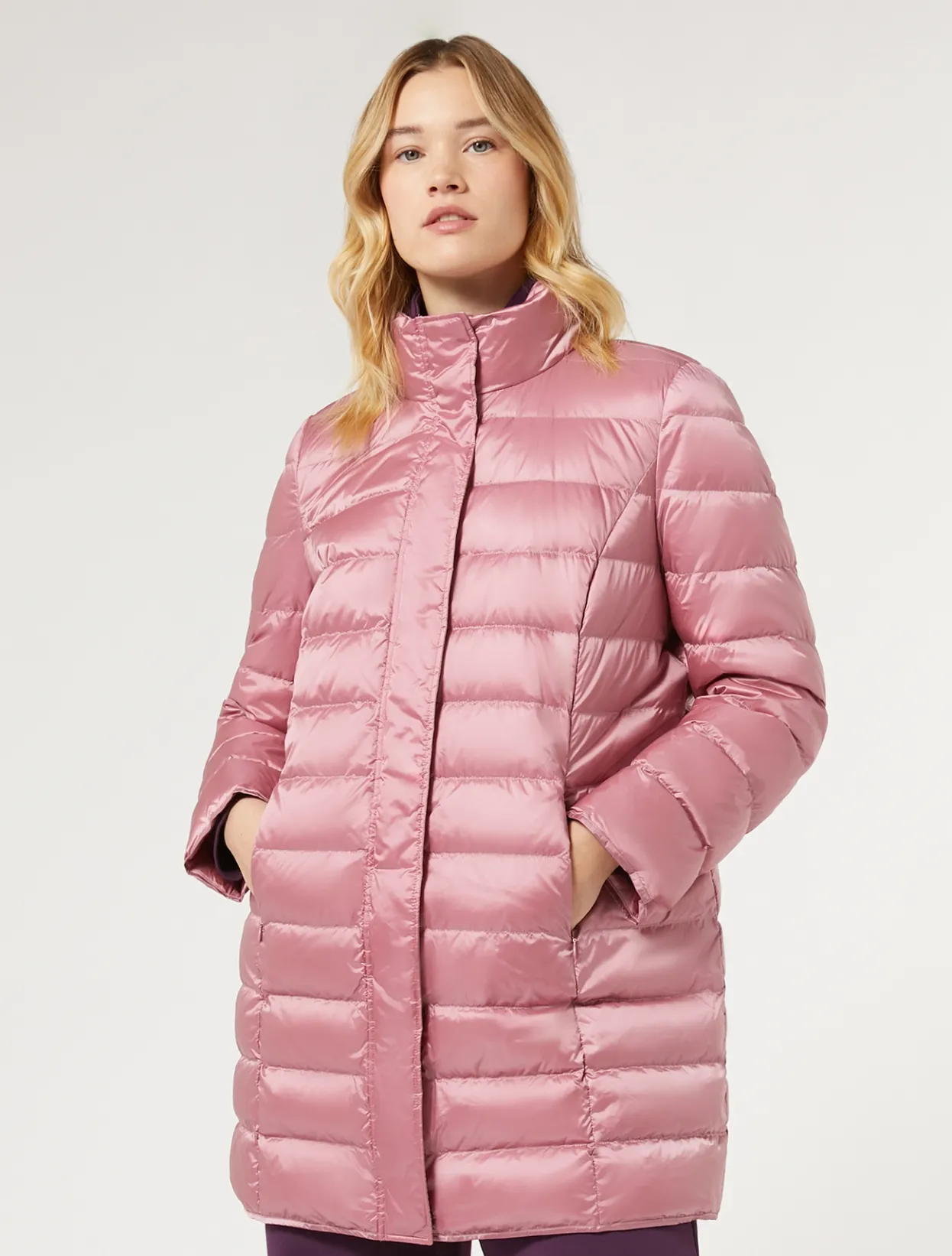 Down Jackets | Down Jackets | Marina Rinaldi Water-repellent nylon canvas down jacket ANTIQUEROSE