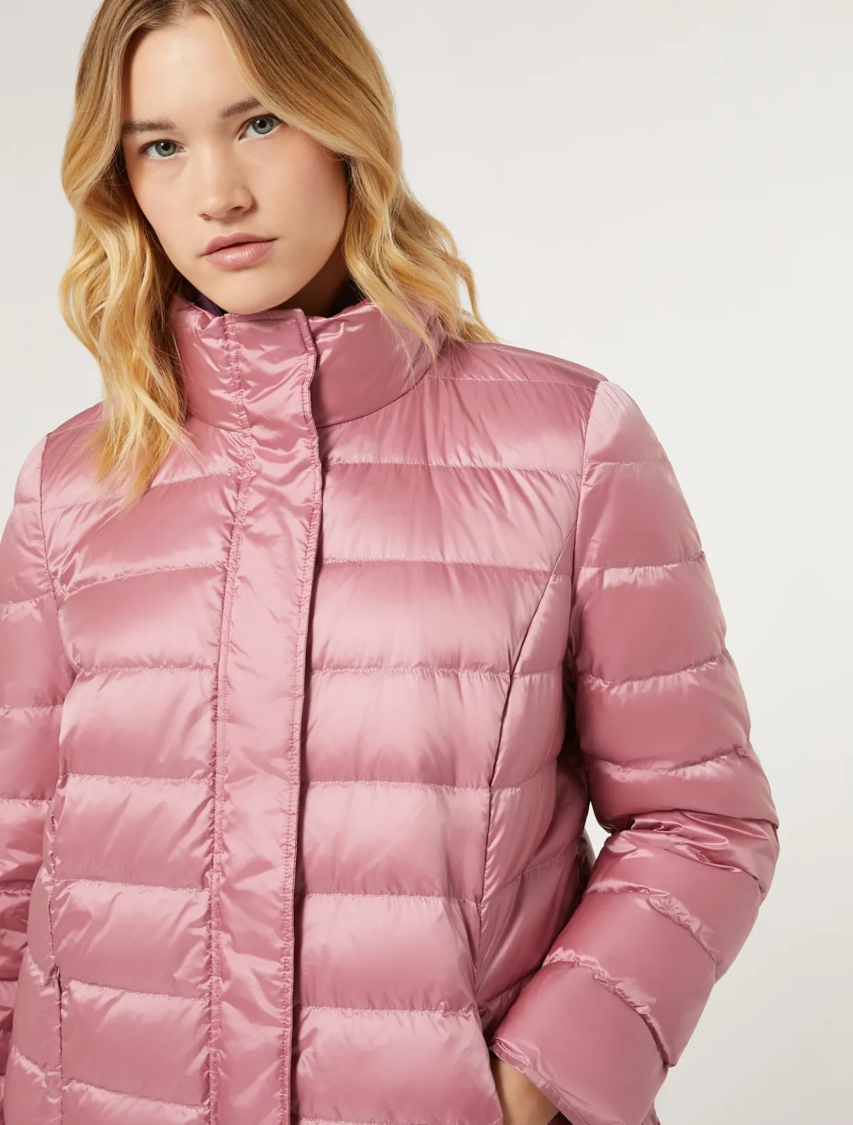 Down Jackets | Down Jackets | Marina Rinaldi Water-repellent nylon canvas down jacket ANTIQUEROSE