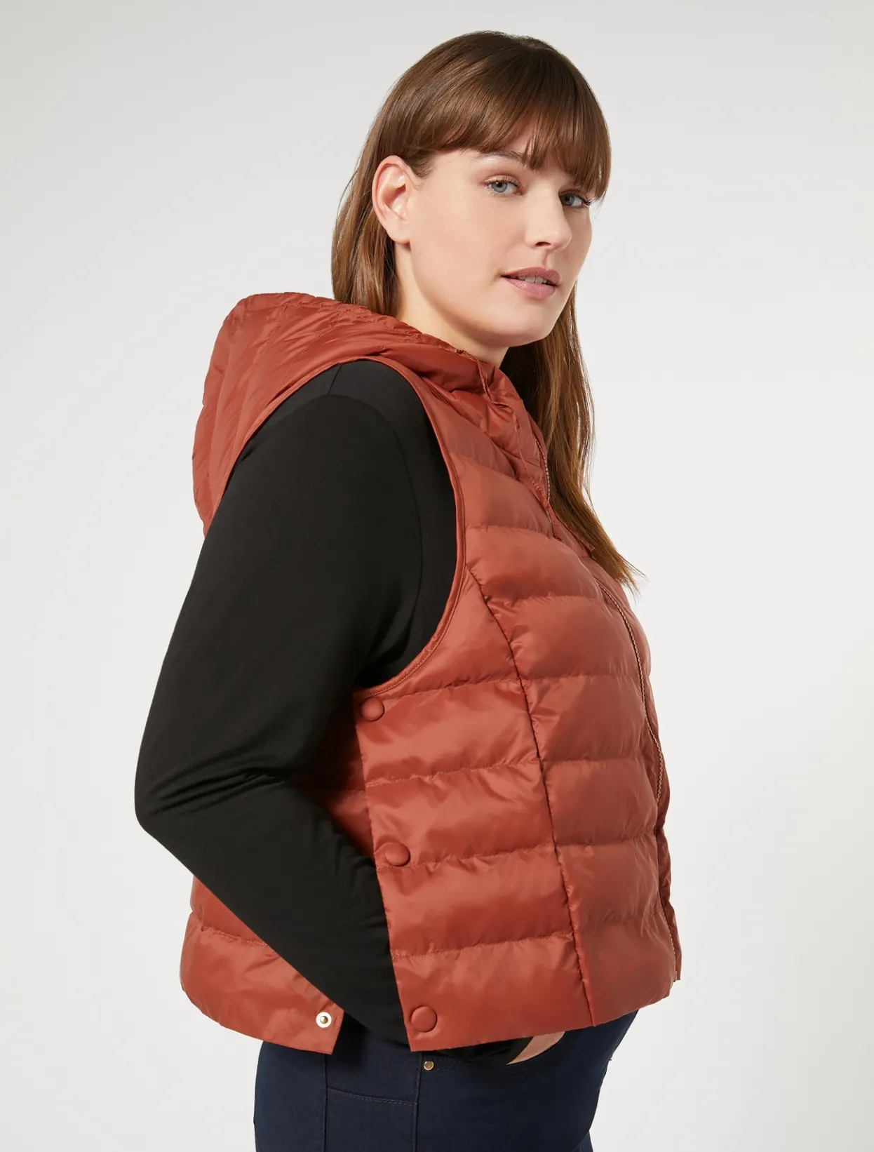 Down Jackets | Down Jackets | Marina Rinaldi Water-repellent nylon canvas gilet TERRACOTTA