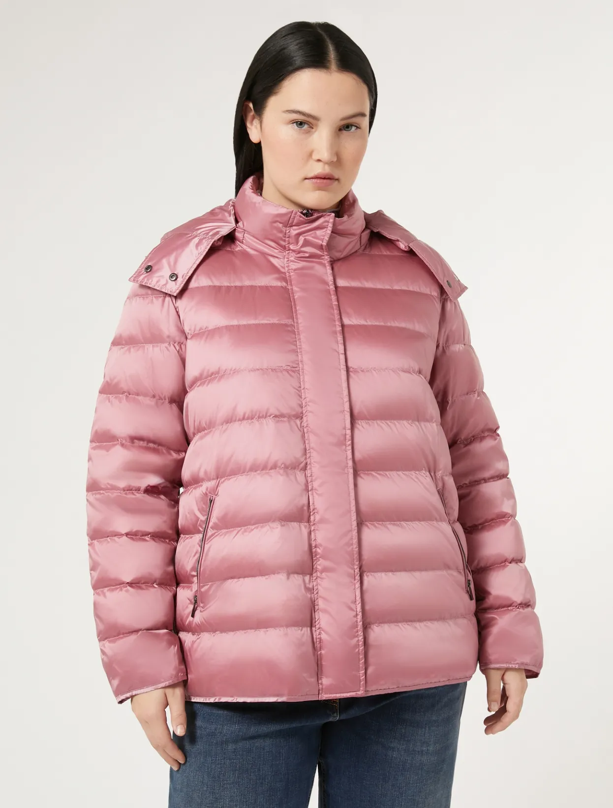 Down Jackets | Down Jackets | Marina Rinaldi Water-repellent nylon canvas jacket ANTIQUEROSE